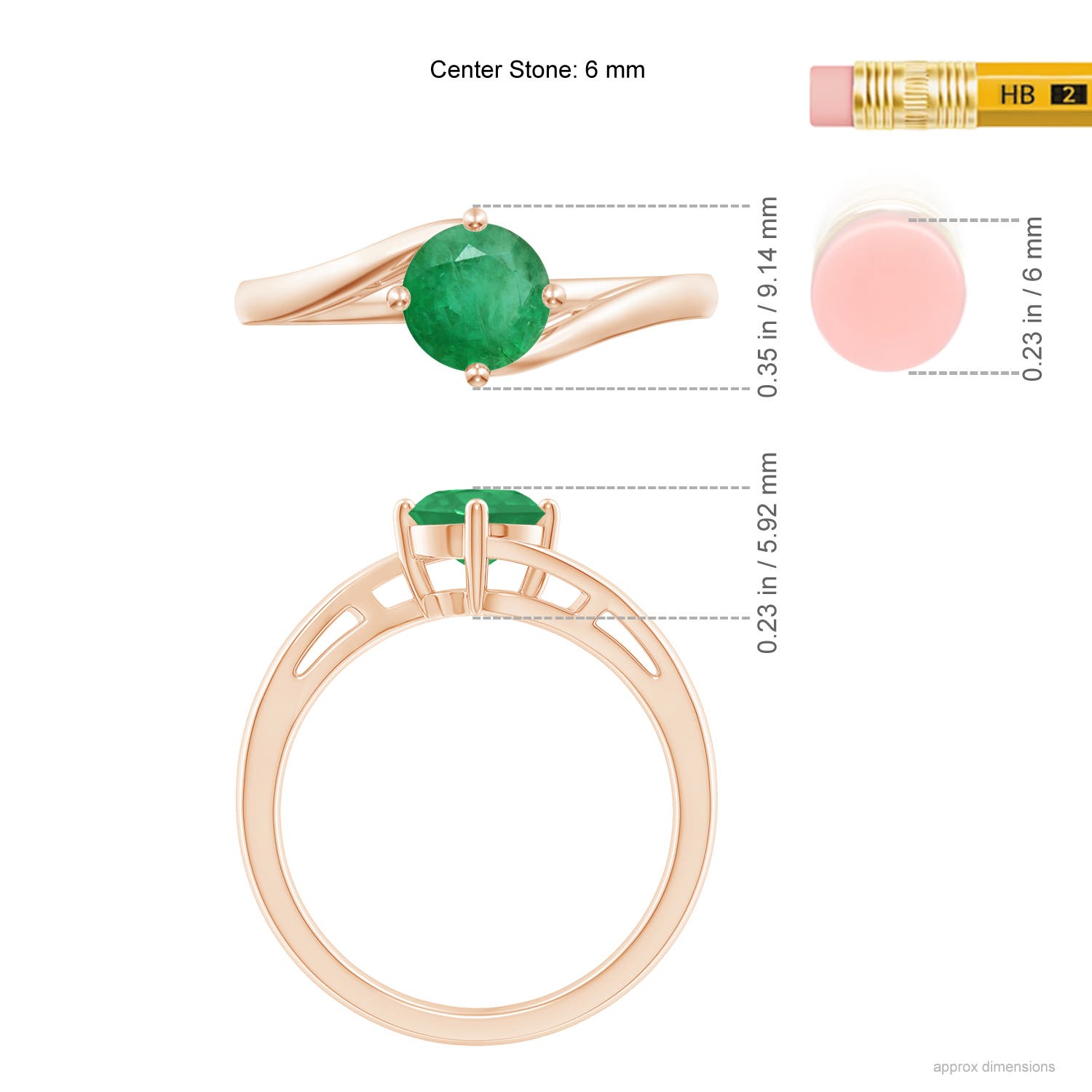 A - Emerald / 0.75 CT / 14 KT Rose Gold