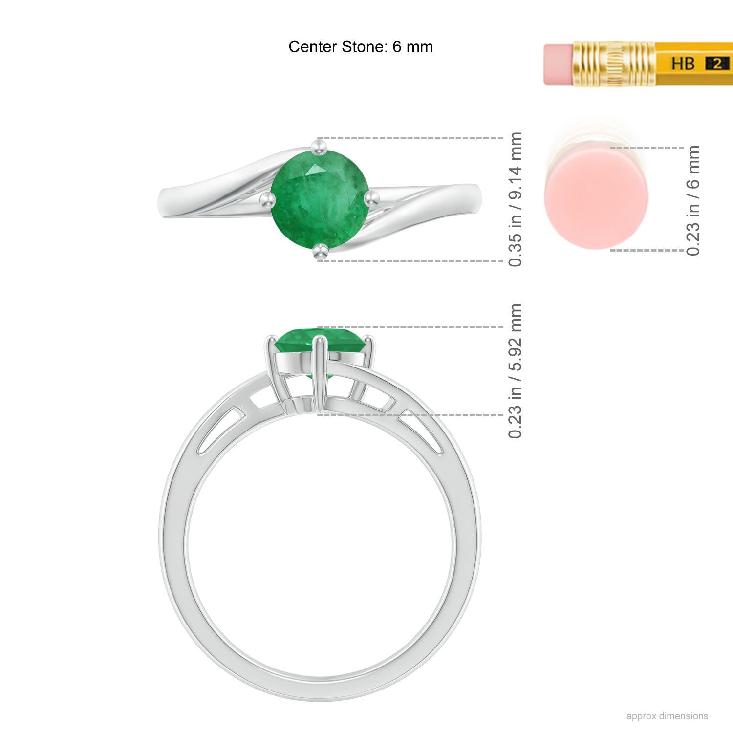 A - Emerald / 0.75 CT / 14 KT White Gold