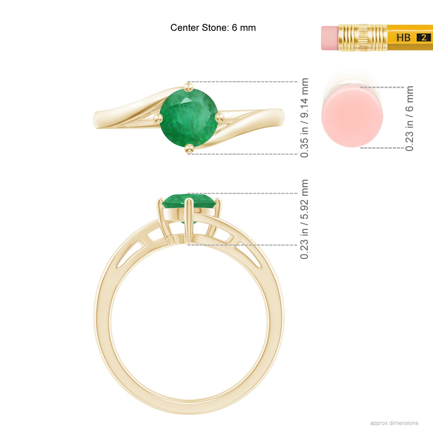 A - Emerald / 0.75 CT / 14 KT Yellow Gold