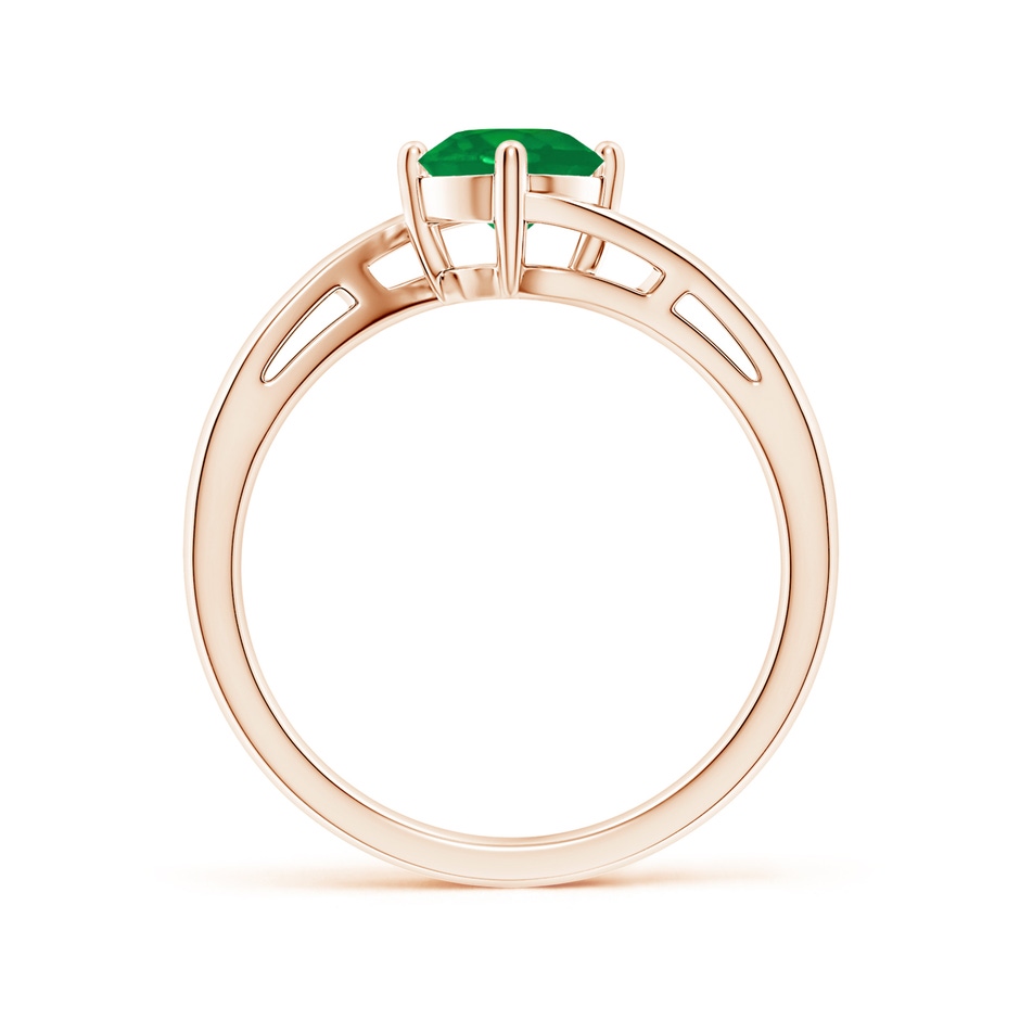 6mm AA Classic Round Emerald Solitaire Bypass Ring in Rose Gold side 199