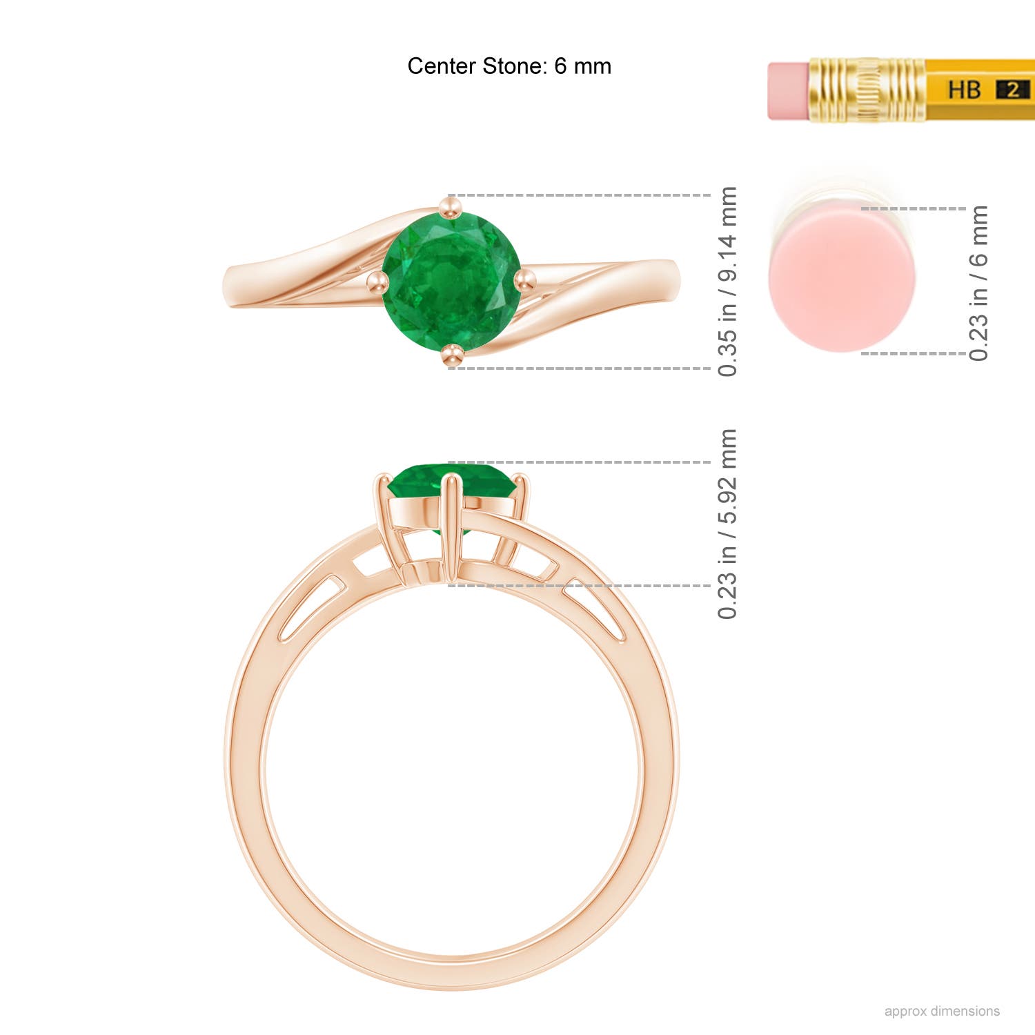 AA - Emerald / 0.75 CT / 14 KT Rose Gold