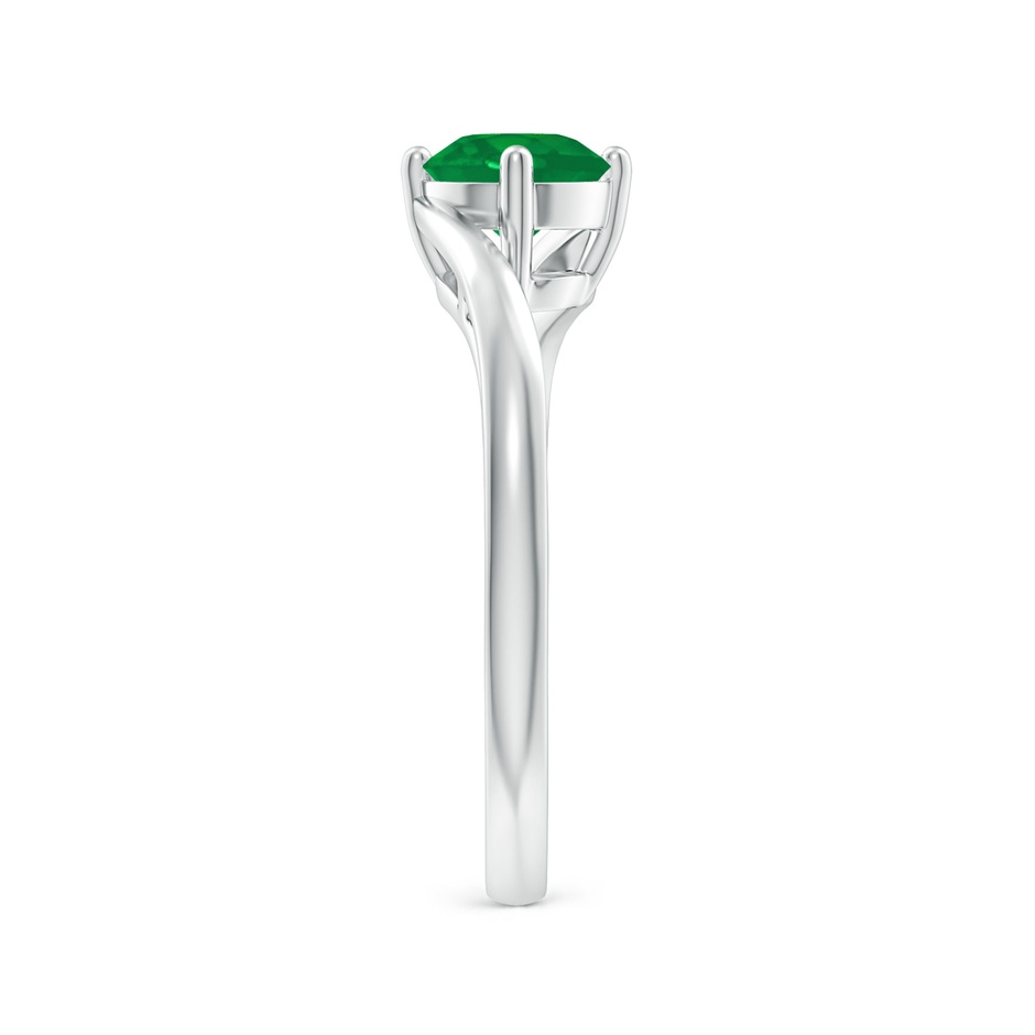6mm AA Classic Round Emerald Solitaire Bypass Ring in White Gold side 299