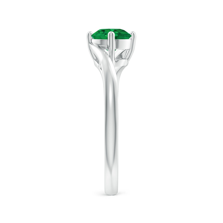 6mm AAA Classic Round Emerald Solitaire Bypass Ring in P950 Platinum side 299