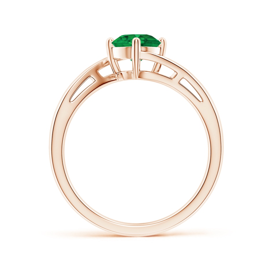 6mm AAA Classic Round Emerald Solitaire Bypass Ring in Rose Gold side 199