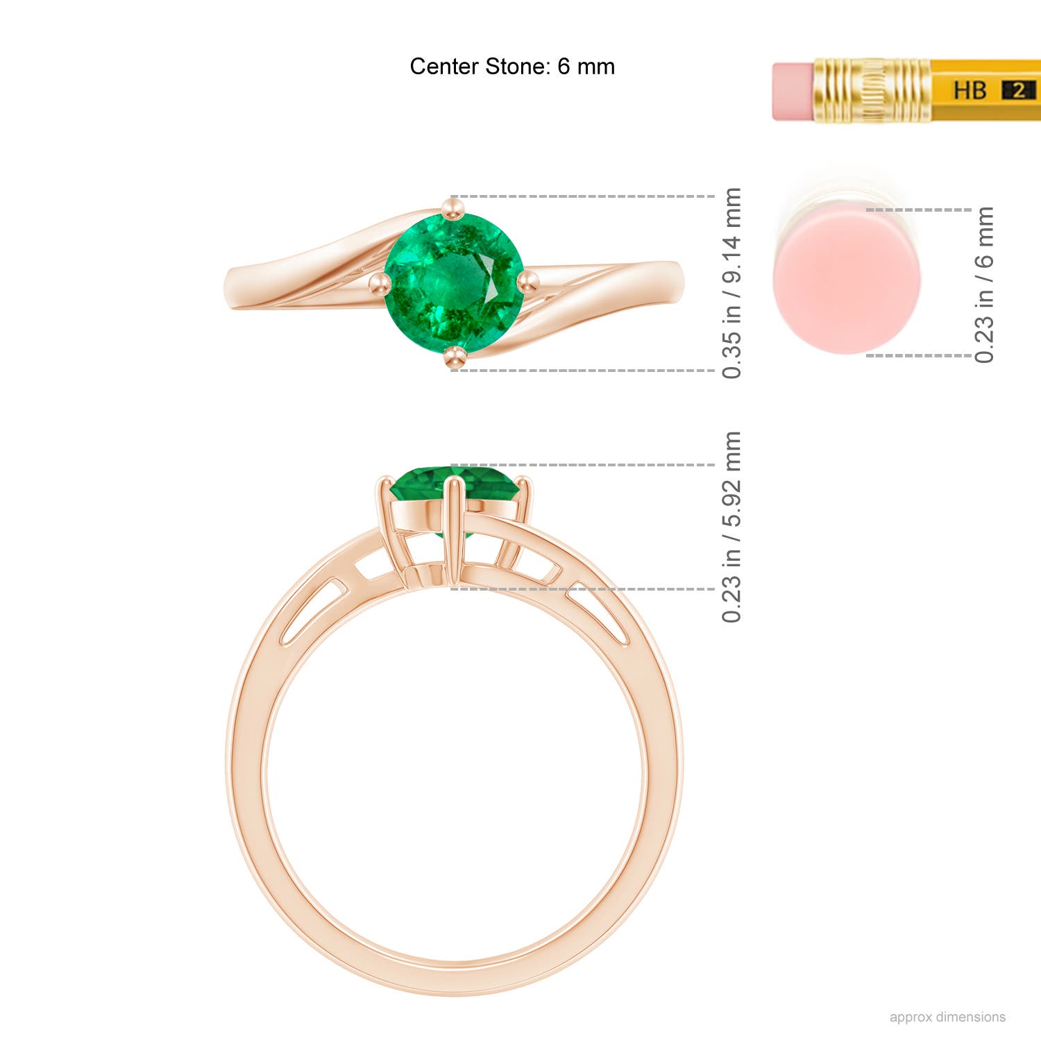 AAA - Emerald / 0.75 CT / 14 KT Rose Gold