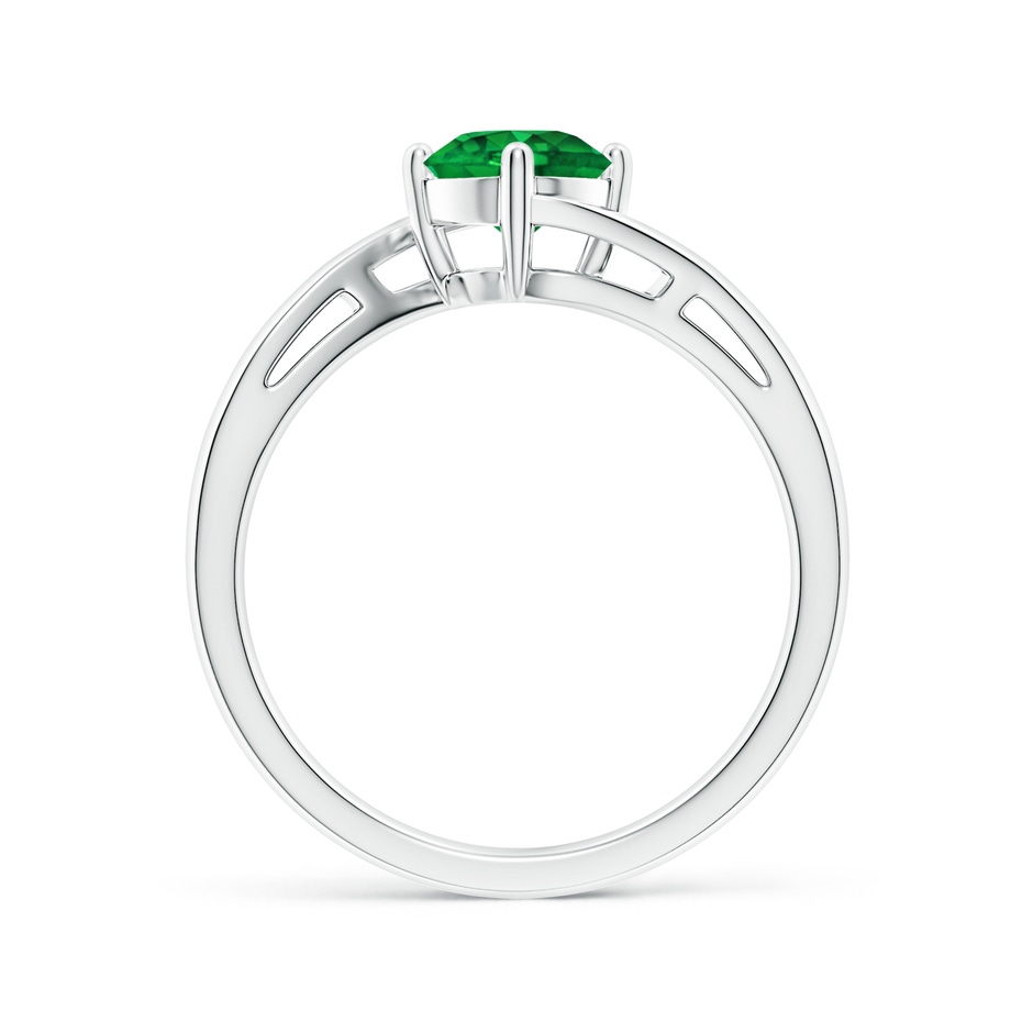 6mm AAAA Classic Round Emerald Solitaire Bypass Ring in P950 Platinum side 199