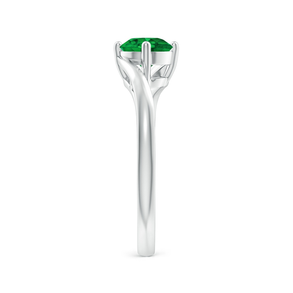 6mm AAAA Classic Round Emerald Solitaire Bypass Ring in P950 Platinum side 299