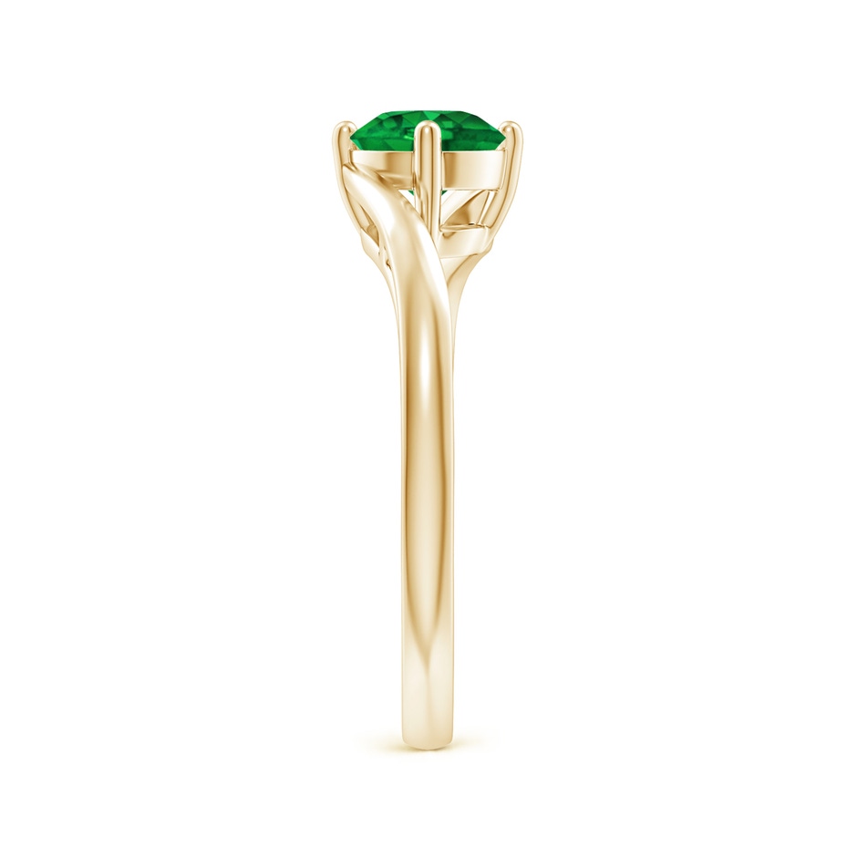 6mm AAAA Classic Round Emerald Solitaire Bypass Ring in Yellow Gold side 299
