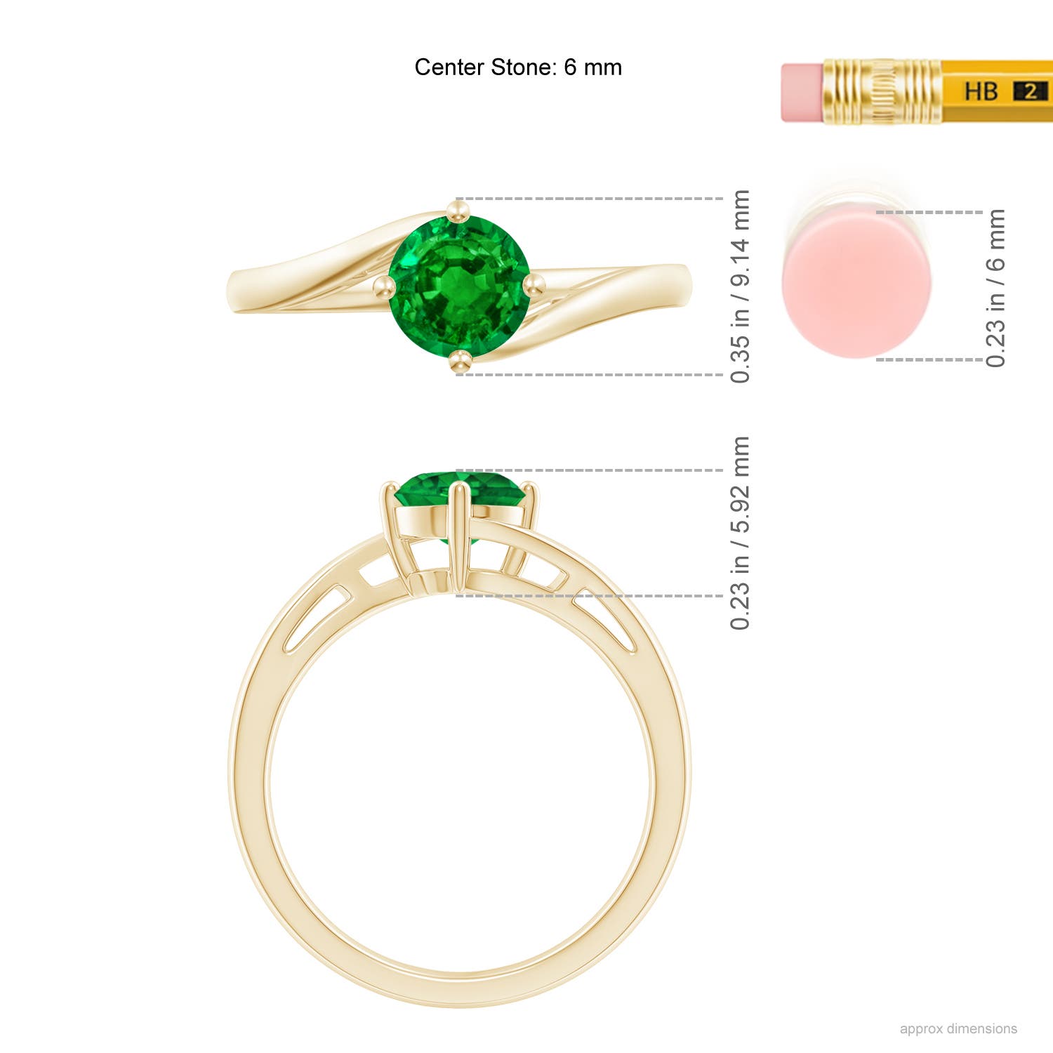 AAAA - Emerald / 0.75 CT / 14 KT Yellow Gold