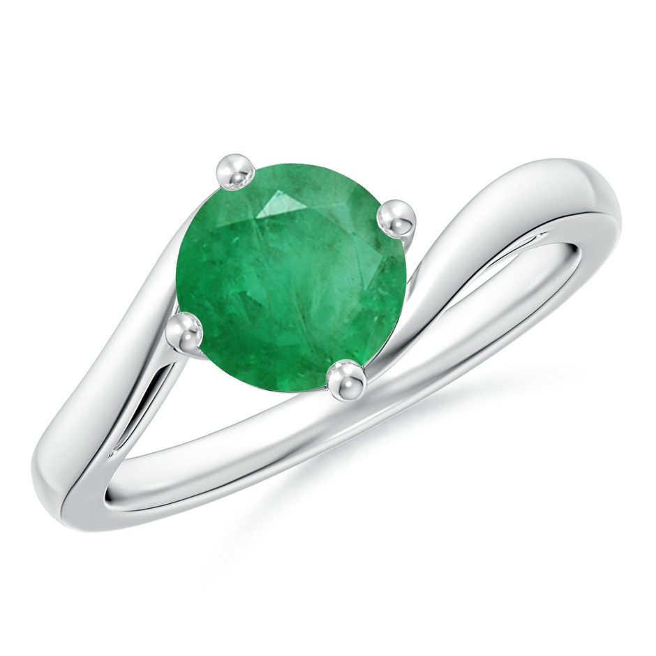 7mm A Classic Round Emerald Solitaire Bypass Ring in P950 Platinum 