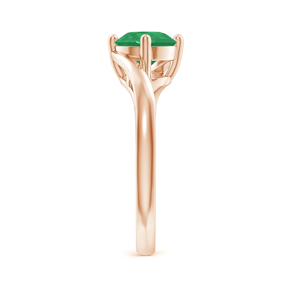 7mm A Classic Round Emerald Solitaire Bypass Ring in Rose Gold side 299