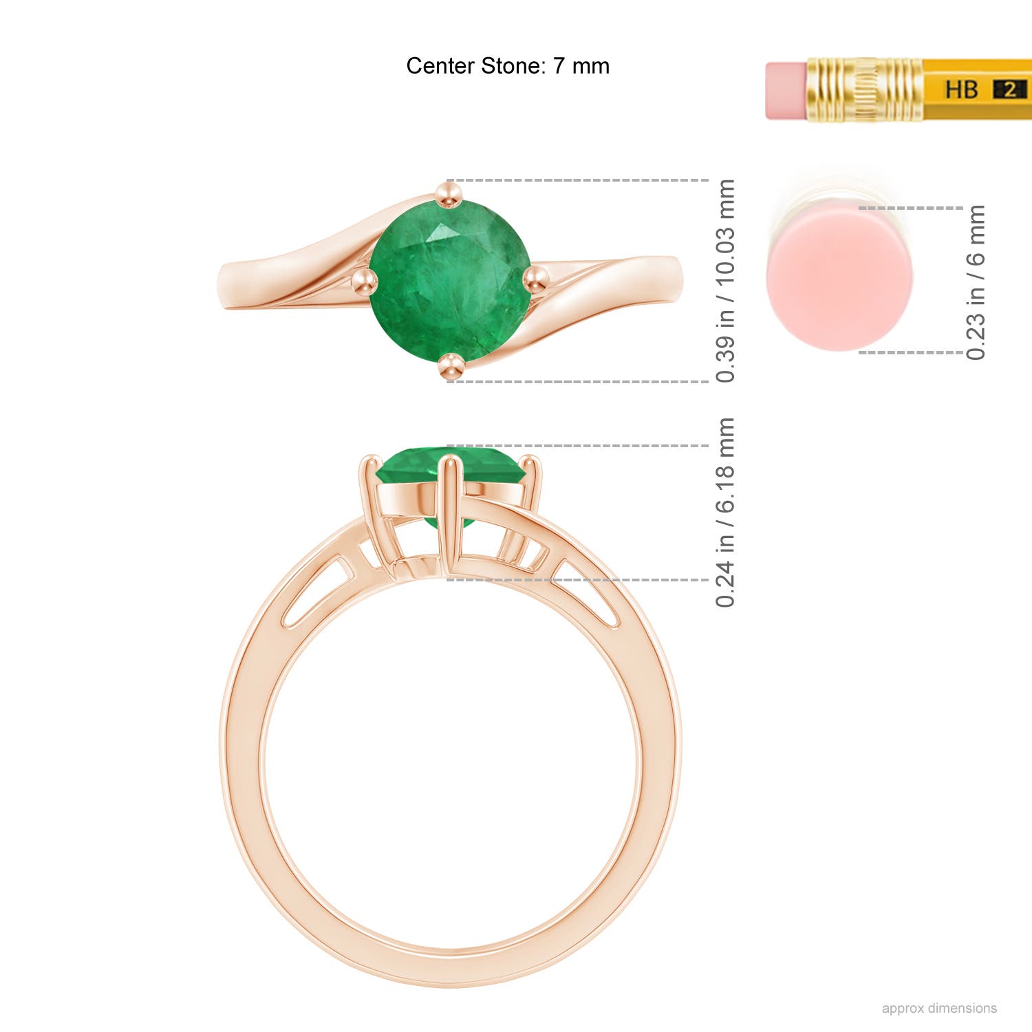 A - Emerald / 1.2 CT / 14 KT Rose Gold