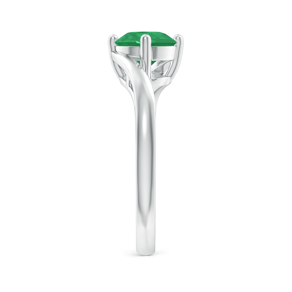 7mm A Classic Round Emerald Solitaire Bypass Ring in White Gold side 299