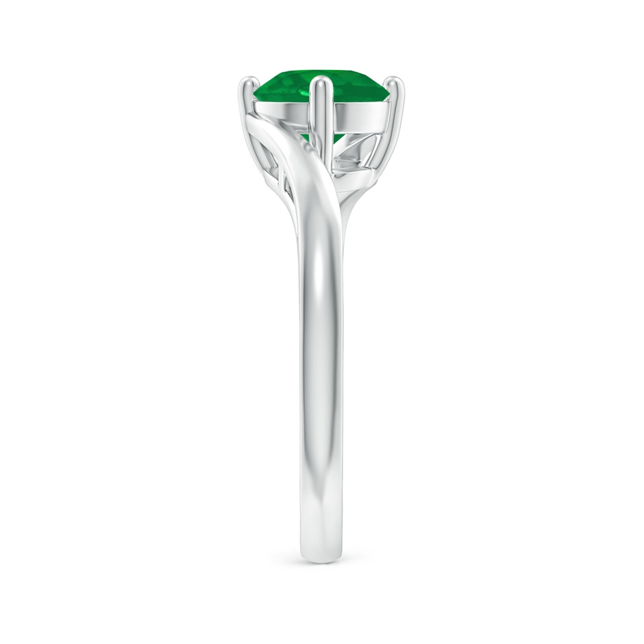 7mm AA Classic Round Emerald Solitaire Bypass Ring in P950 Platinum side 299