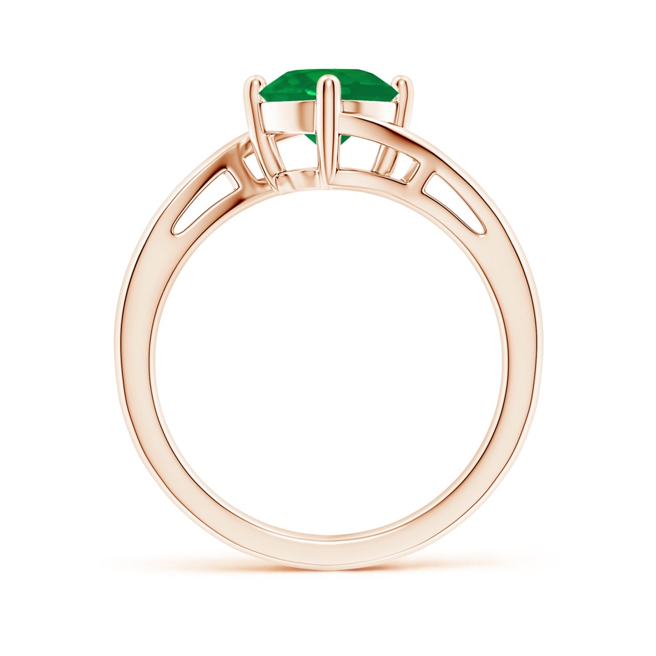 7mm AA Classic Round Emerald Solitaire Bypass Ring in Rose Gold side 199
