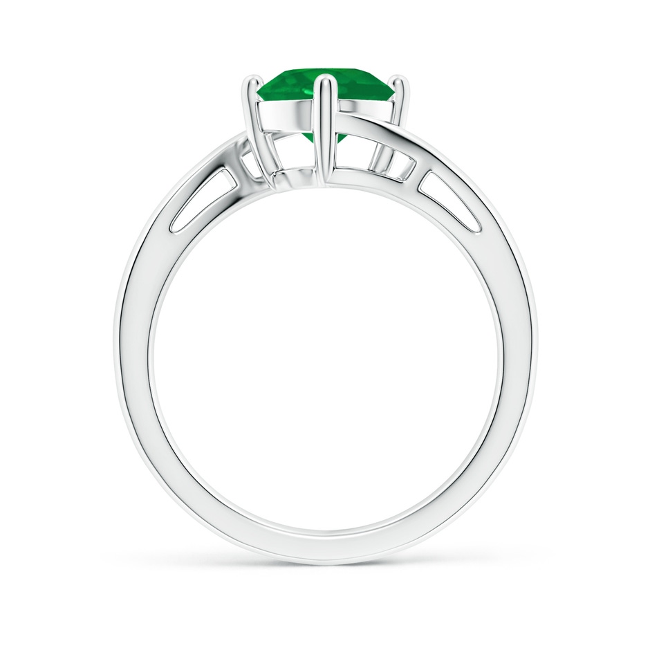 7mm AA Classic Round Emerald Solitaire Bypass Ring in White Gold side 199