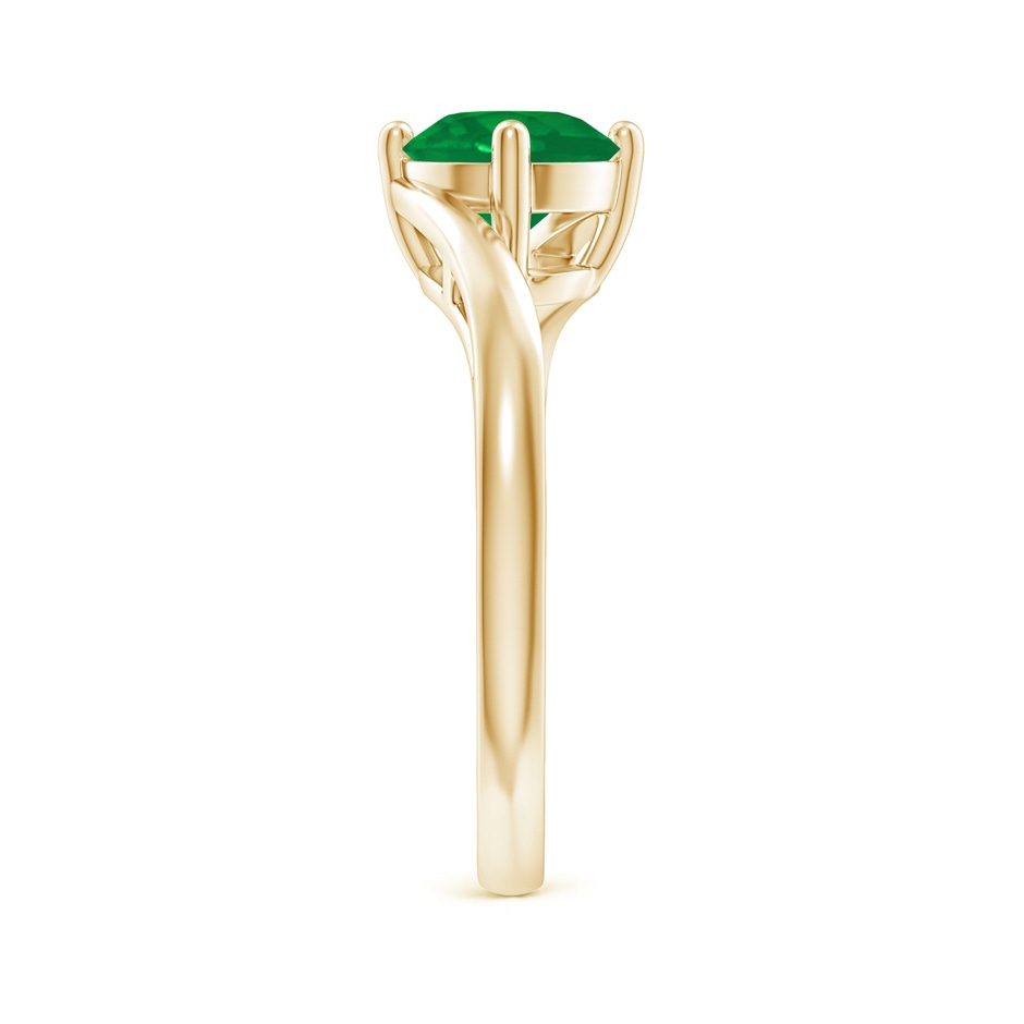 7mm AA Classic Round Emerald Solitaire Bypass Ring in Yellow Gold side 299