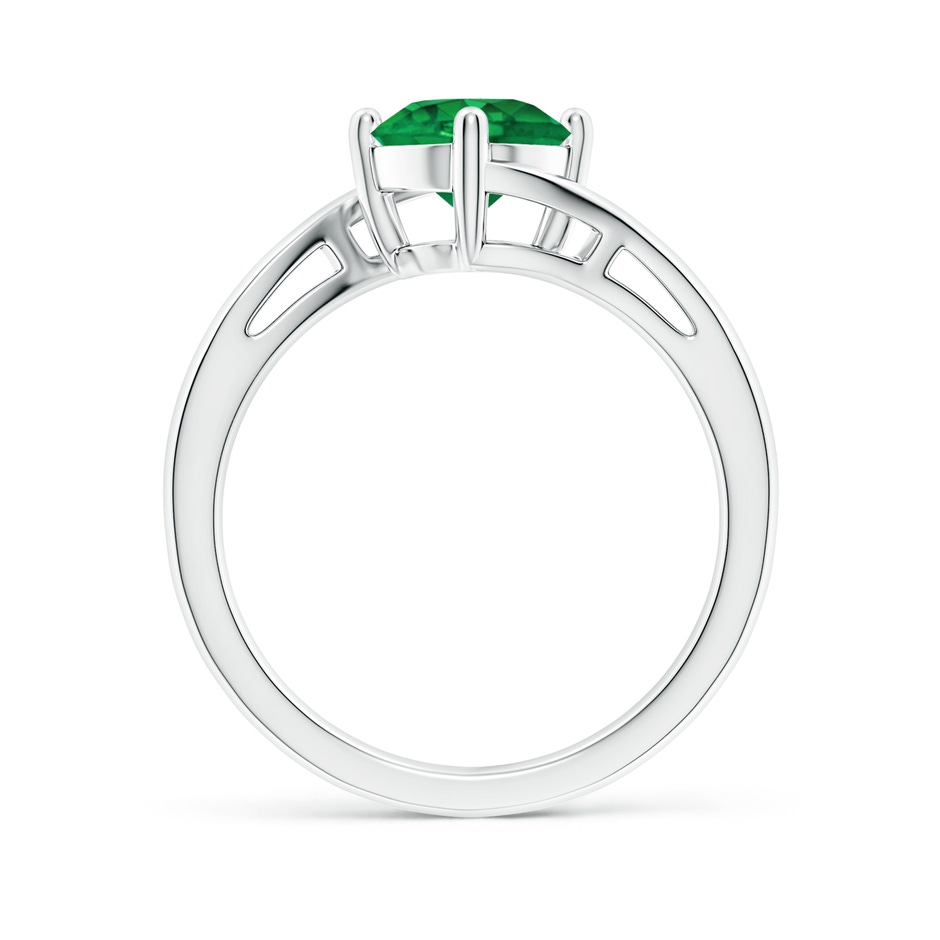 7mm AAA Classic Round Emerald Solitaire Bypass Ring in P950 Platinum side 199