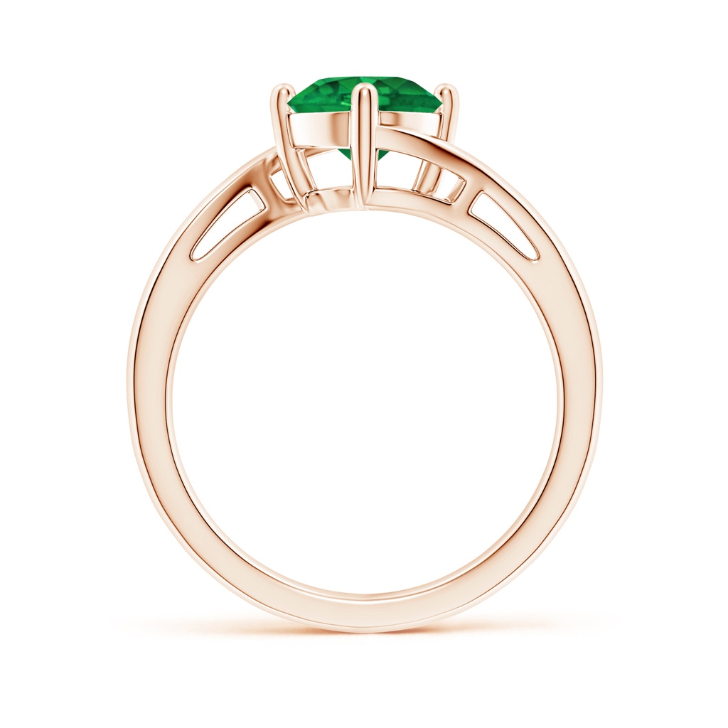7mm AAA Classic Round Emerald Solitaire Bypass Ring in Rose Gold Side 199
