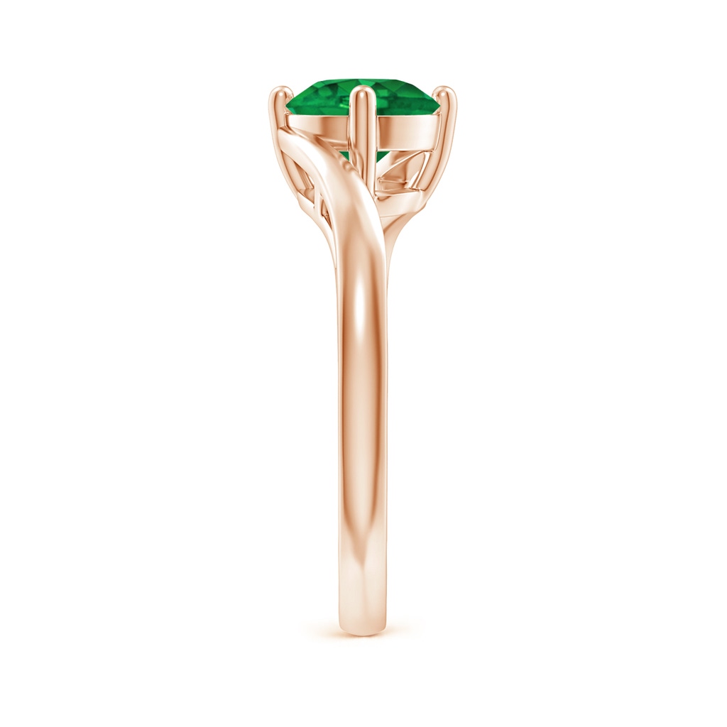 7mm AAA Classic Round Emerald Solitaire Bypass Ring in Rose Gold Side 299