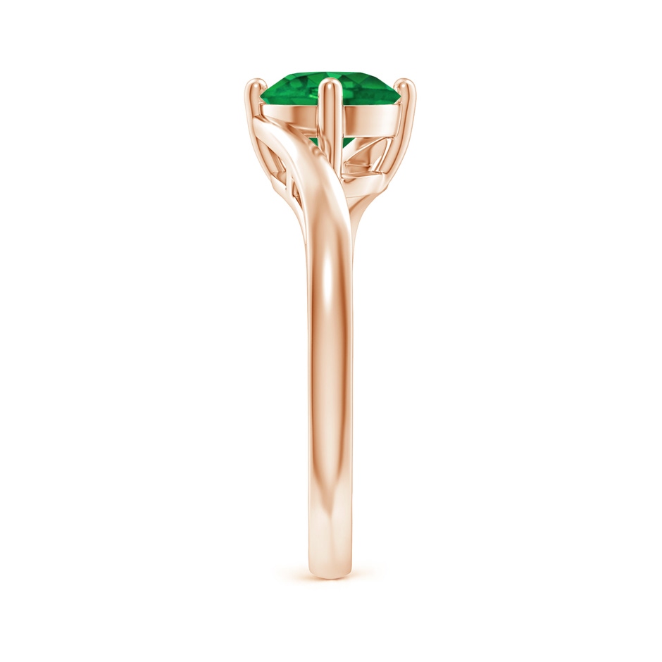 7mm AAA Classic Round Emerald Solitaire Bypass Ring in Rose Gold side 299