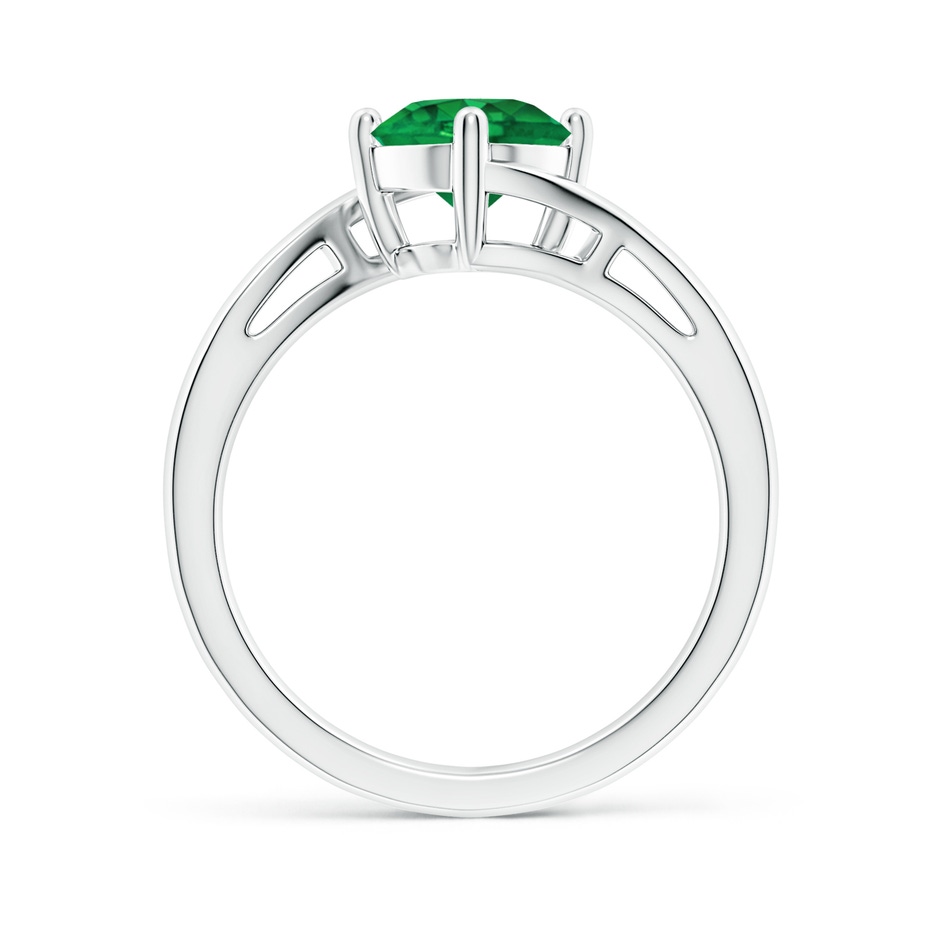 7mm AAA Classic Round Emerald Solitaire Bypass Ring in White Gold side 199