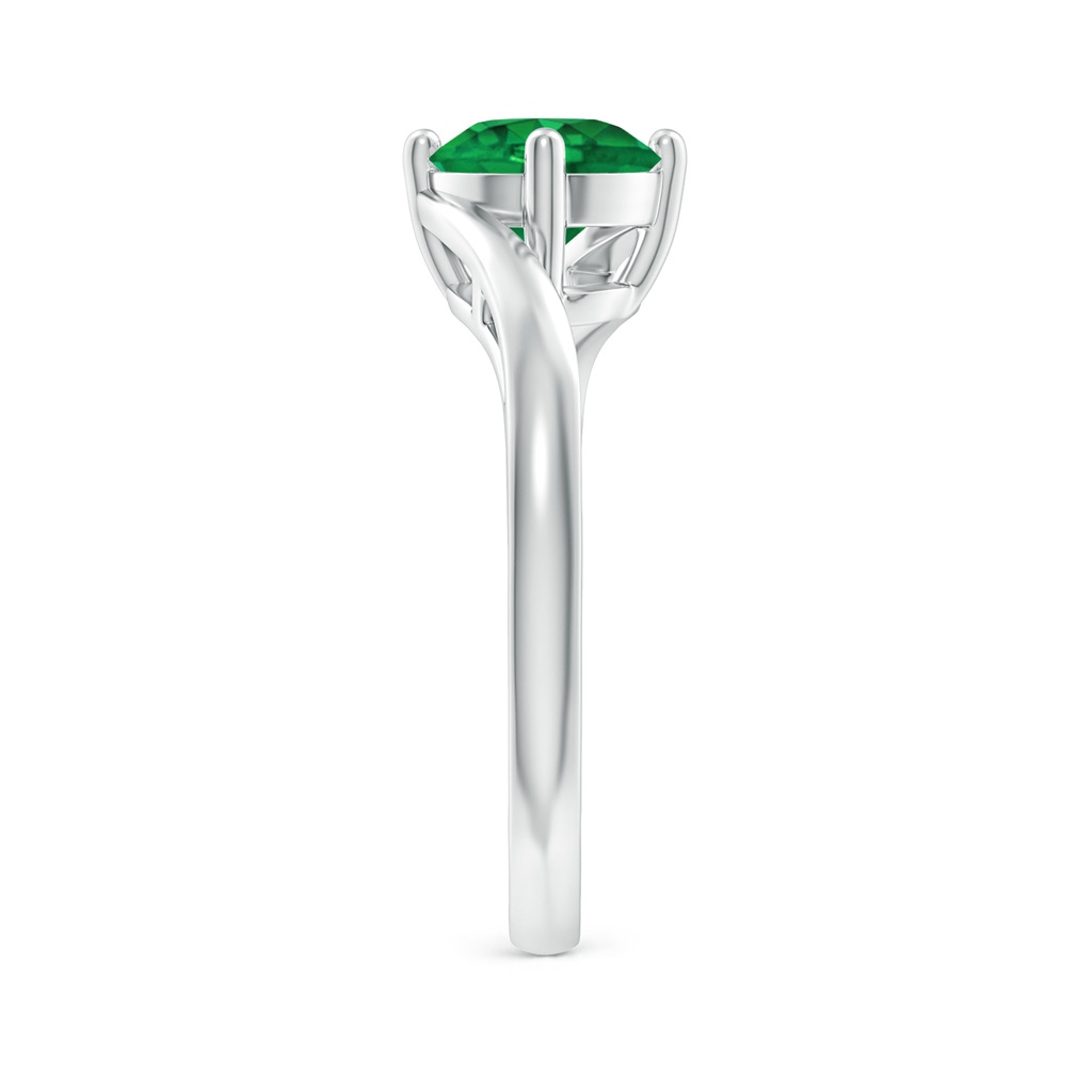 7mm AAA Classic Round Emerald Solitaire Bypass Ring in White Gold Side 299