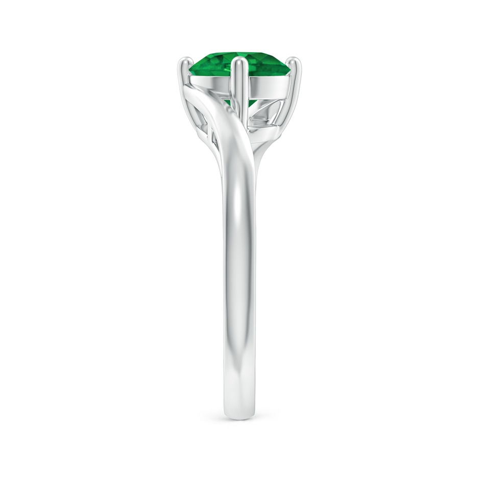 7mm AAA Classic Round Emerald Solitaire Bypass Ring in White Gold side 299