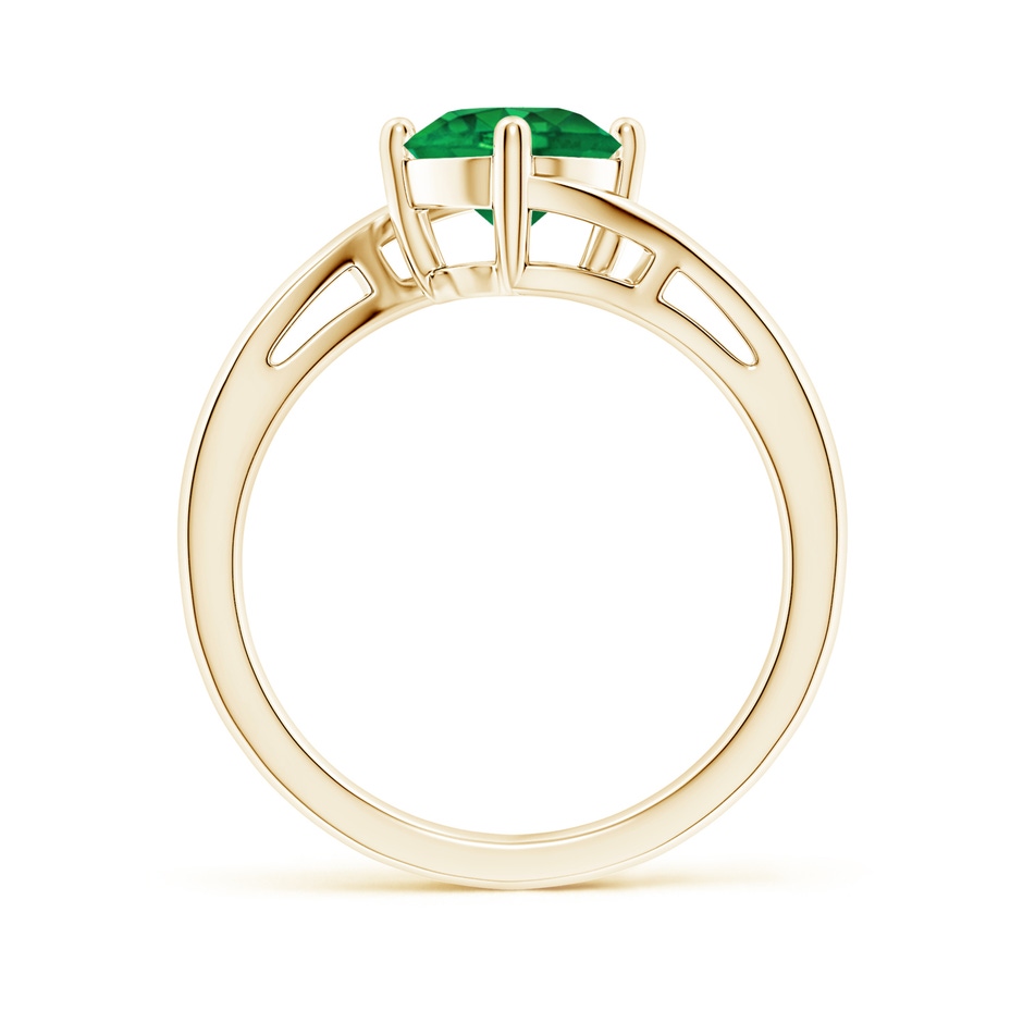 7mm AAA Classic Round Emerald Solitaire Bypass Ring in Yellow Gold side 199