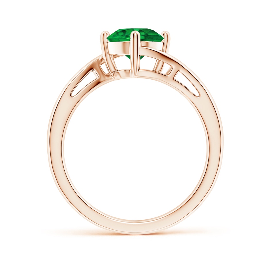 7mm AAAA Classic Round Emerald Solitaire Bypass Ring in 18K Rose Gold side 199