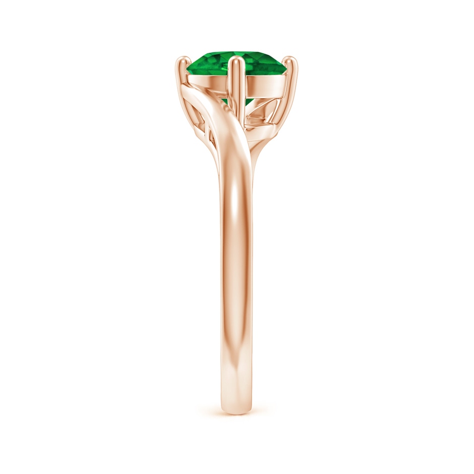 7mm AAAA Classic Round Emerald Solitaire Bypass Ring in 18K Rose Gold side 299