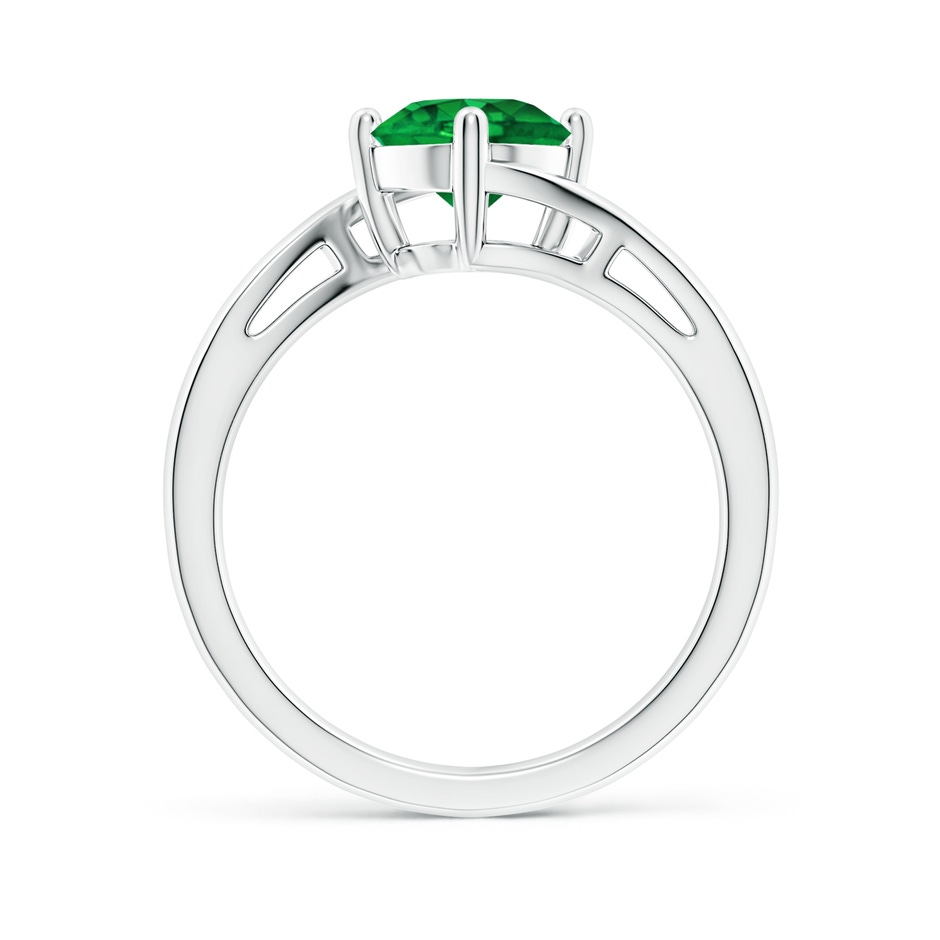 7mm AAAA Classic Round Emerald Solitaire Bypass Ring in P950 Platinum side 199
