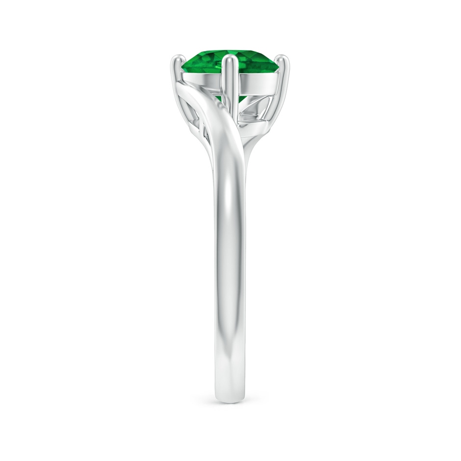 7mm AAAA Classic Round Emerald Solitaire Bypass Ring in P950 Platinum side 299