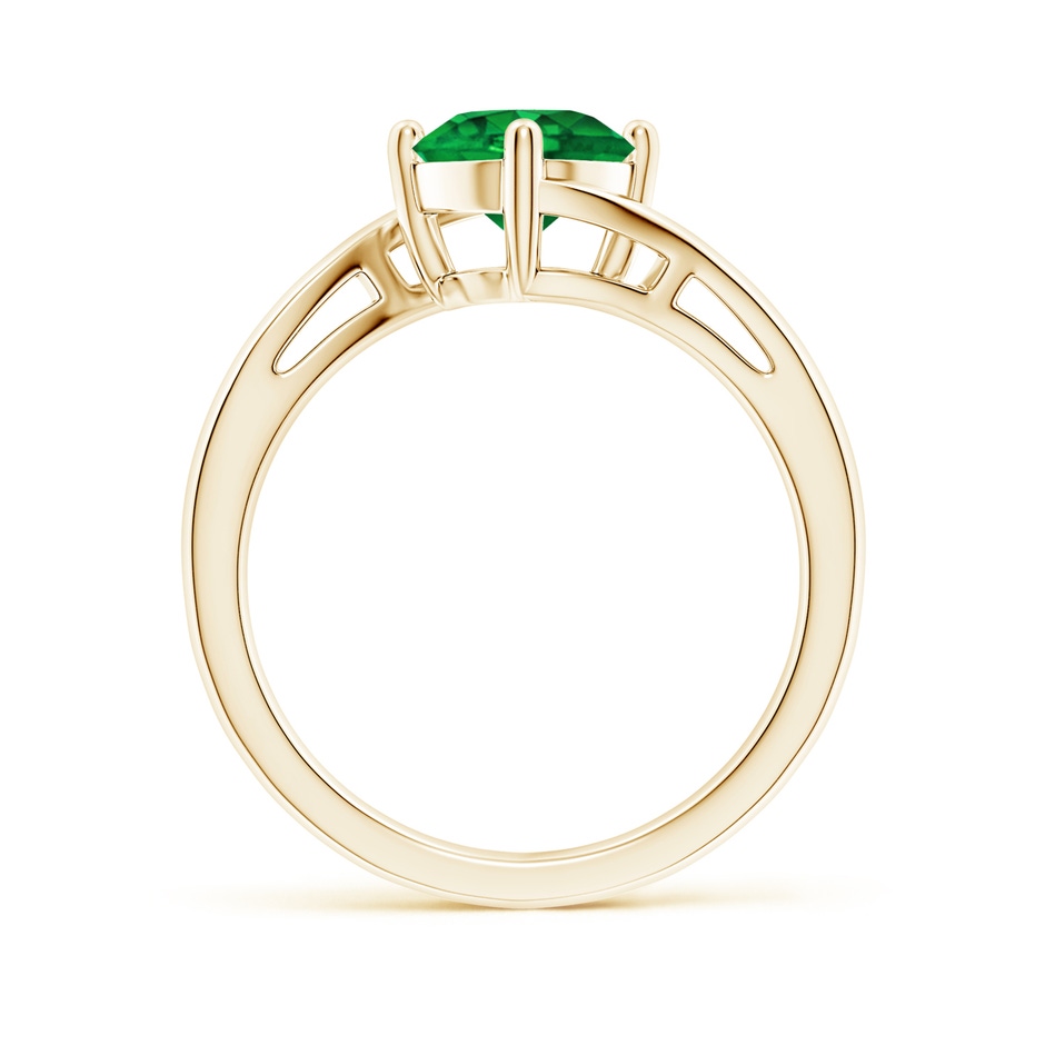 7mm AAAA Classic Round Emerald Solitaire Bypass Ring in Yellow Gold side 199