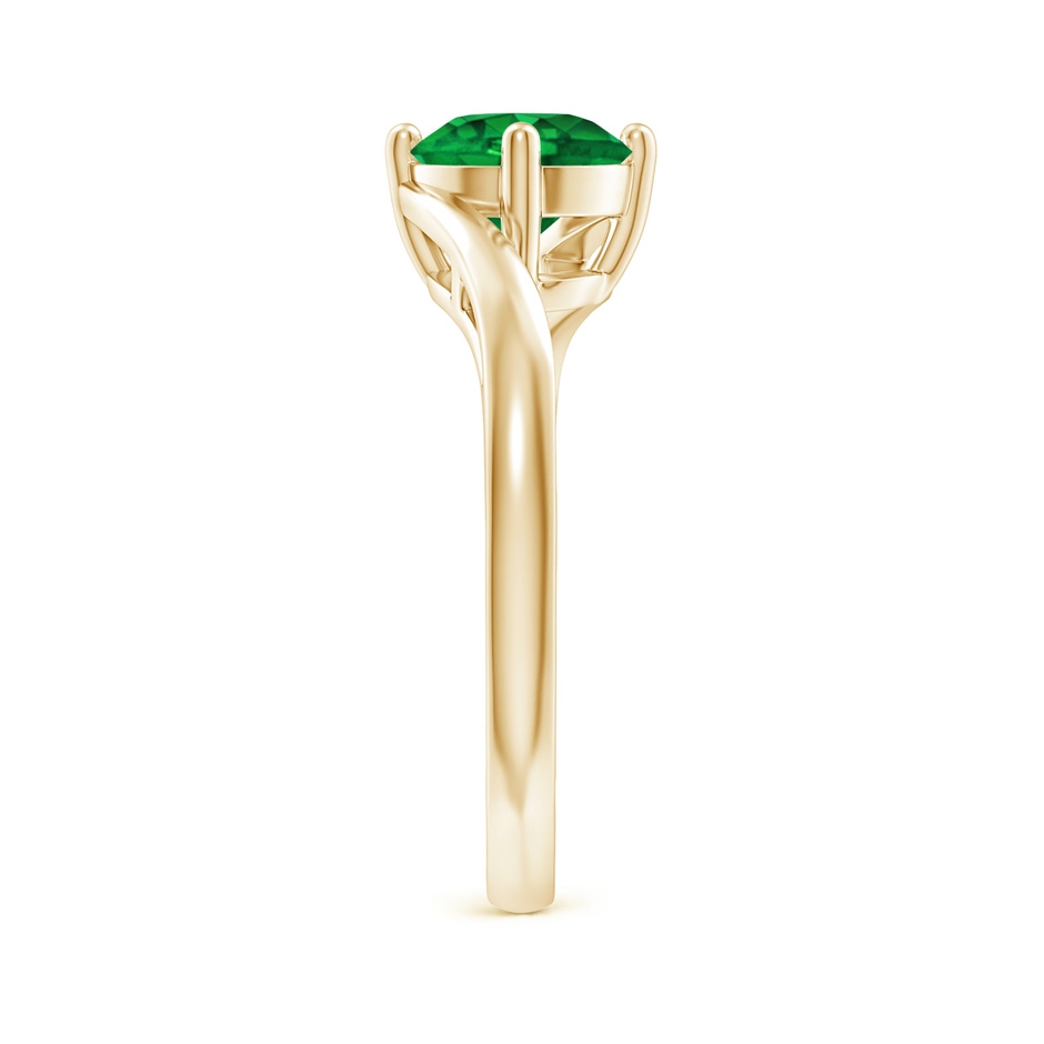 7mm AAAA Classic Round Emerald Solitaire Bypass Ring in Yellow Gold side 299