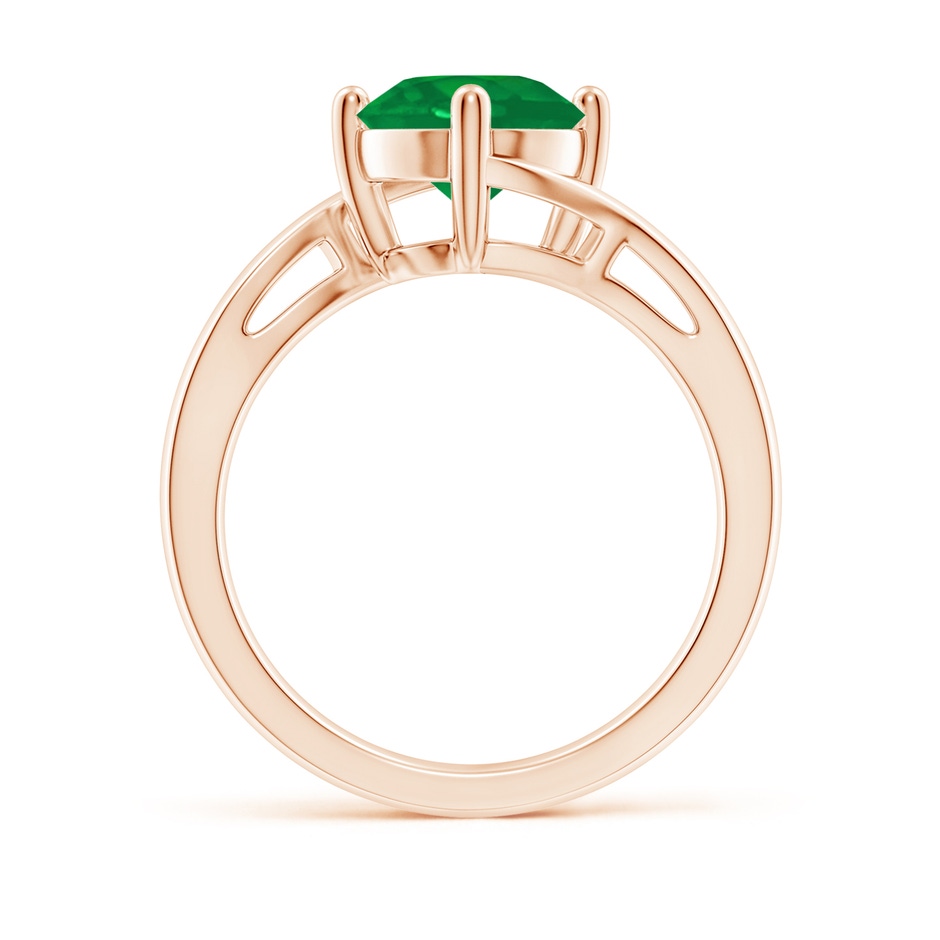 8mm AA Classic Round Emerald Solitaire Bypass Ring in Rose Gold side 199