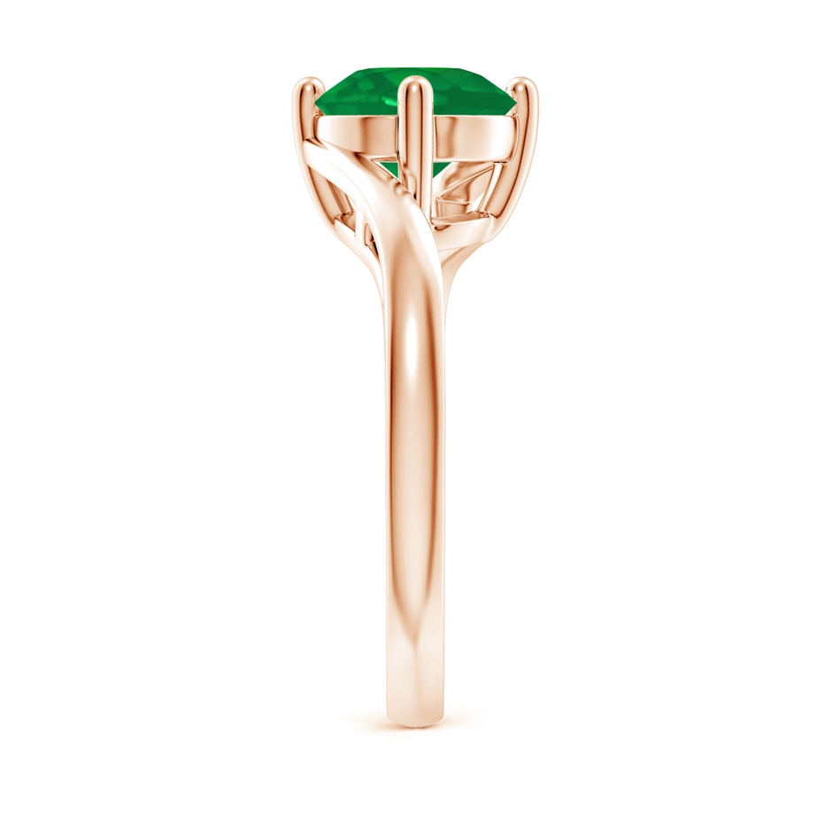 8mm AA Classic Round Emerald Solitaire Bypass Ring in Rose Gold side 299