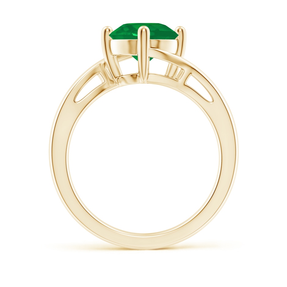 8mm AA Classic Round Emerald Solitaire Bypass Ring in Yellow Gold side 199
