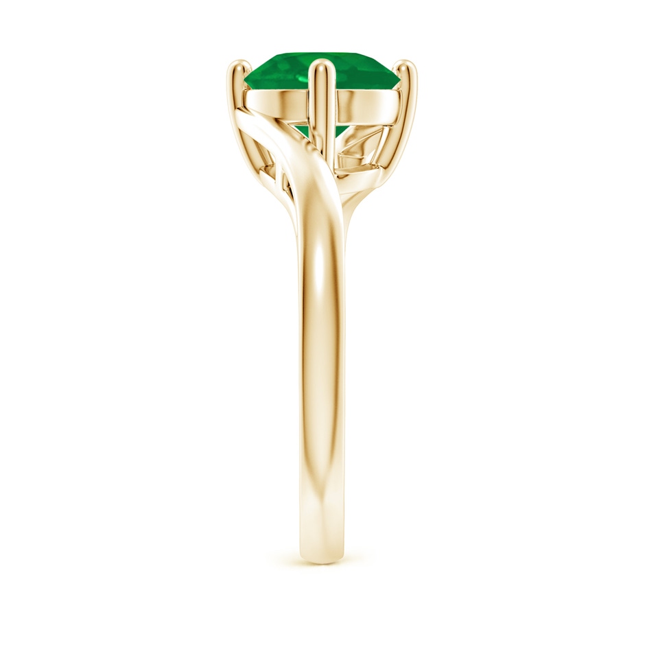 8mm AA Classic Round Emerald Solitaire Bypass Ring in Yellow Gold side 299