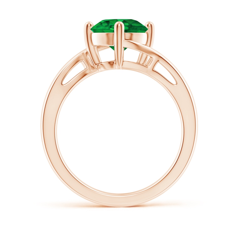 8mm AAAA Classic Round Emerald Solitaire Bypass Ring in 18K Rose Gold side 199