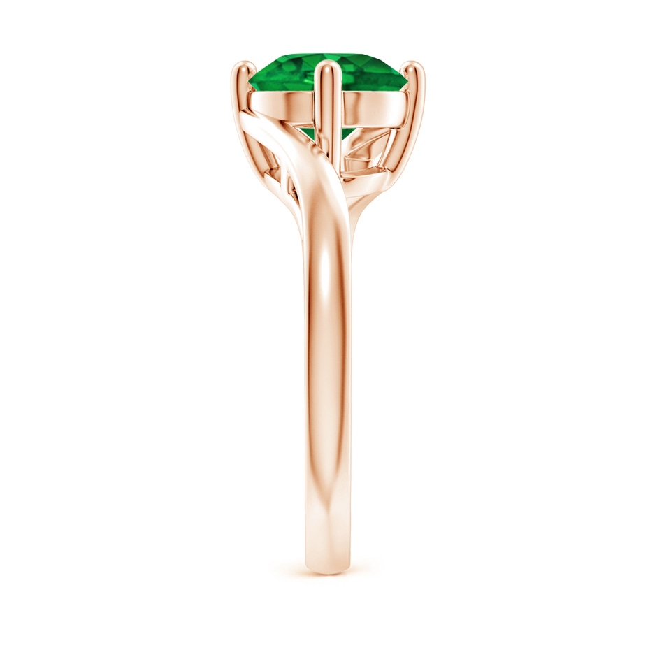 8mm AAAA Classic Round Emerald Solitaire Bypass Ring in 18K Rose Gold side 299