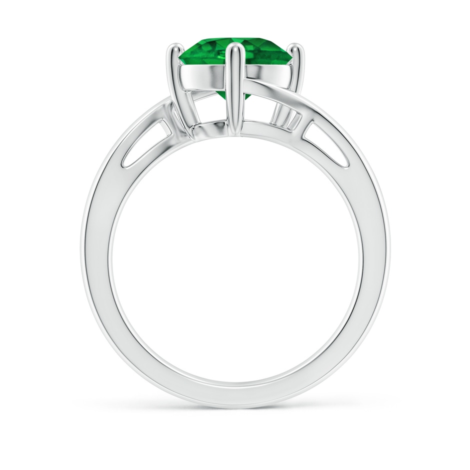 8mm AAAA Classic Round Emerald Solitaire Bypass Ring in P950 Platinum side 199