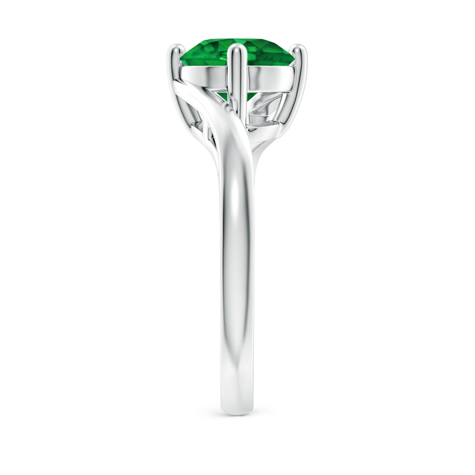 8mm AAAA Classic Round Emerald Solitaire Bypass Ring in P950 Platinum side 299