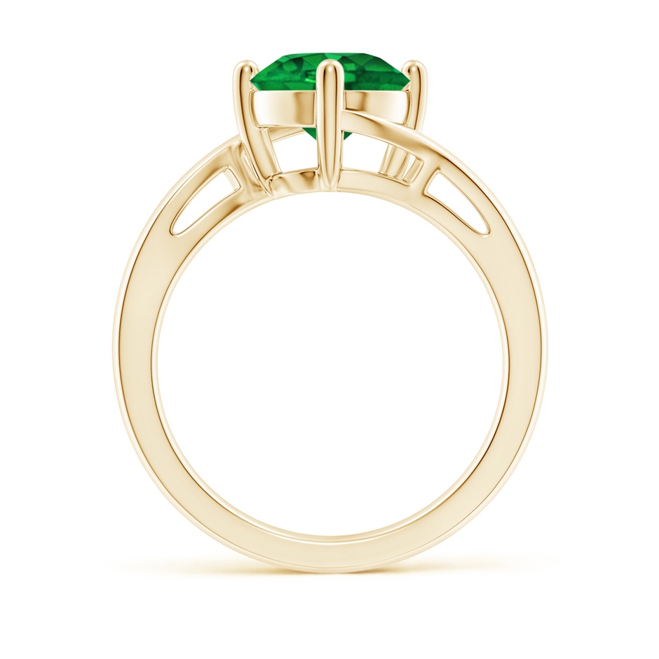 8mm AAAA Classic Round Emerald Solitaire Bypass Ring in Yellow Gold side 199