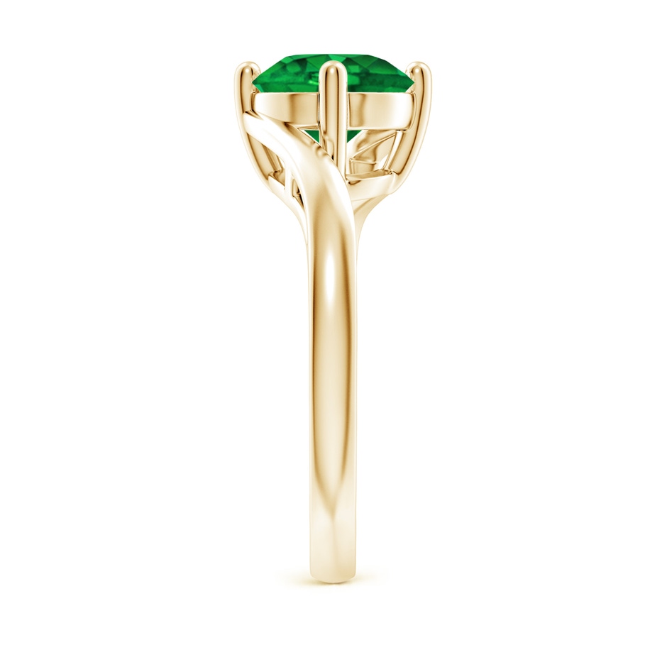 8mm AAAA Classic Round Emerald Solitaire Bypass Ring in Yellow Gold side 299