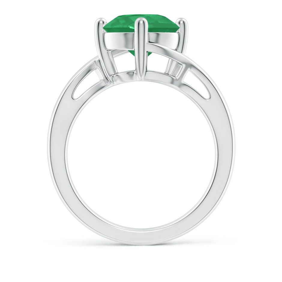 9mm A Classic Round Emerald Solitaire Bypass Ring in 18K White Gold side 199