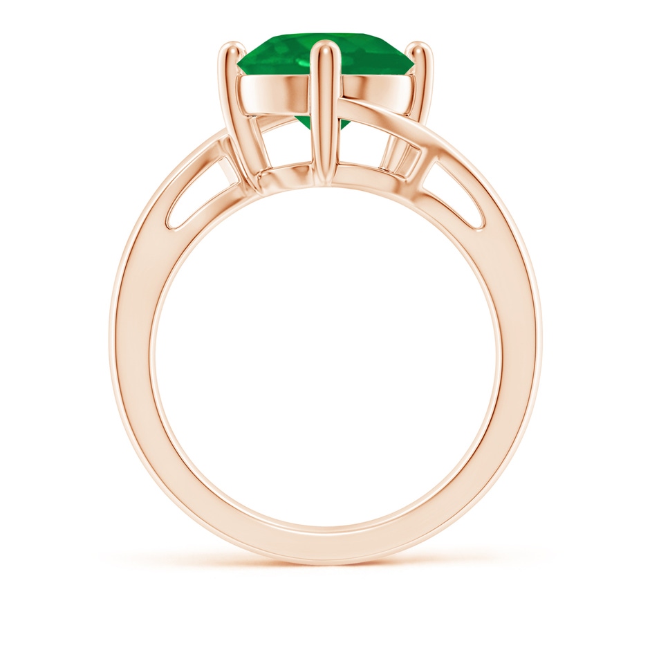 9mm AA Classic Round Emerald Solitaire Bypass Ring in 9K Rose Gold side 199