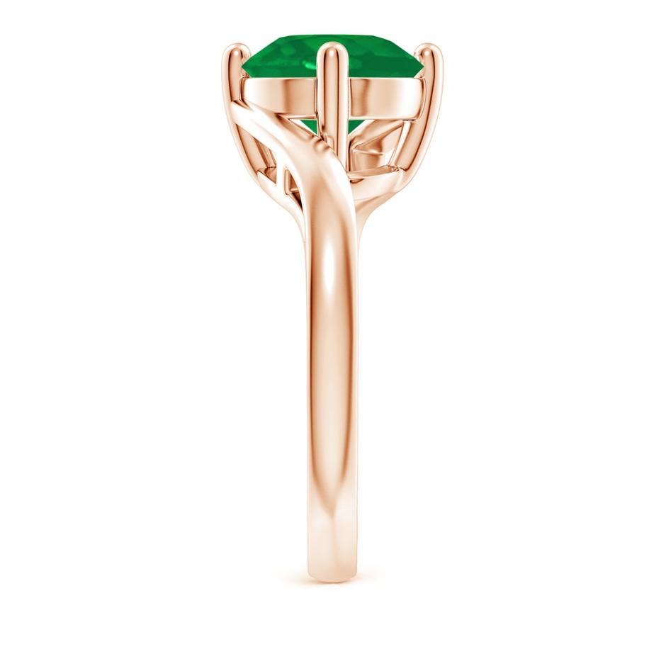 9mm AA Classic Round Emerald Solitaire Bypass Ring in 9K Rose Gold side 299