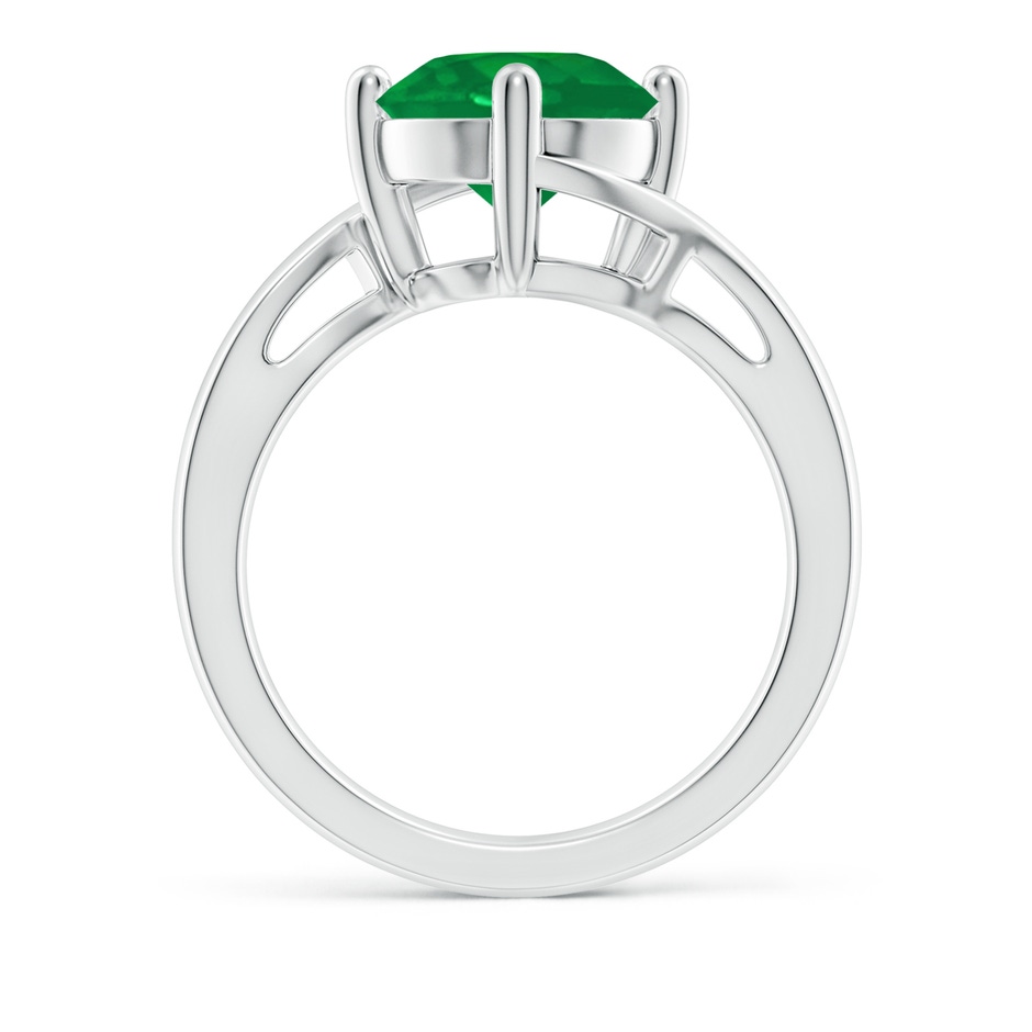 9mm AA Classic Round Emerald Solitaire Bypass Ring in P950 Platinum side 199