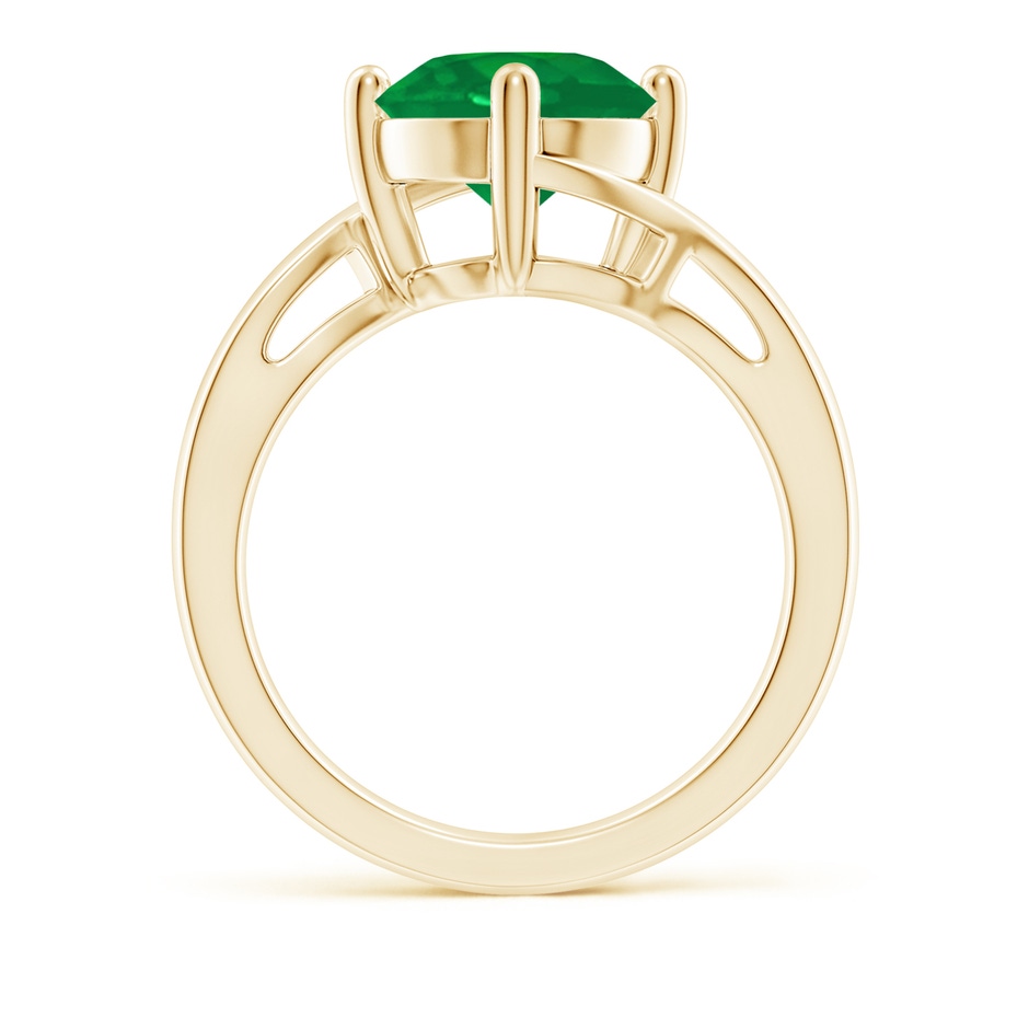 9mm AA Classic Round Emerald Solitaire Bypass Ring in Yellow Gold side 199